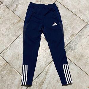 Adidas Men's Navy Joggers with White Stripes